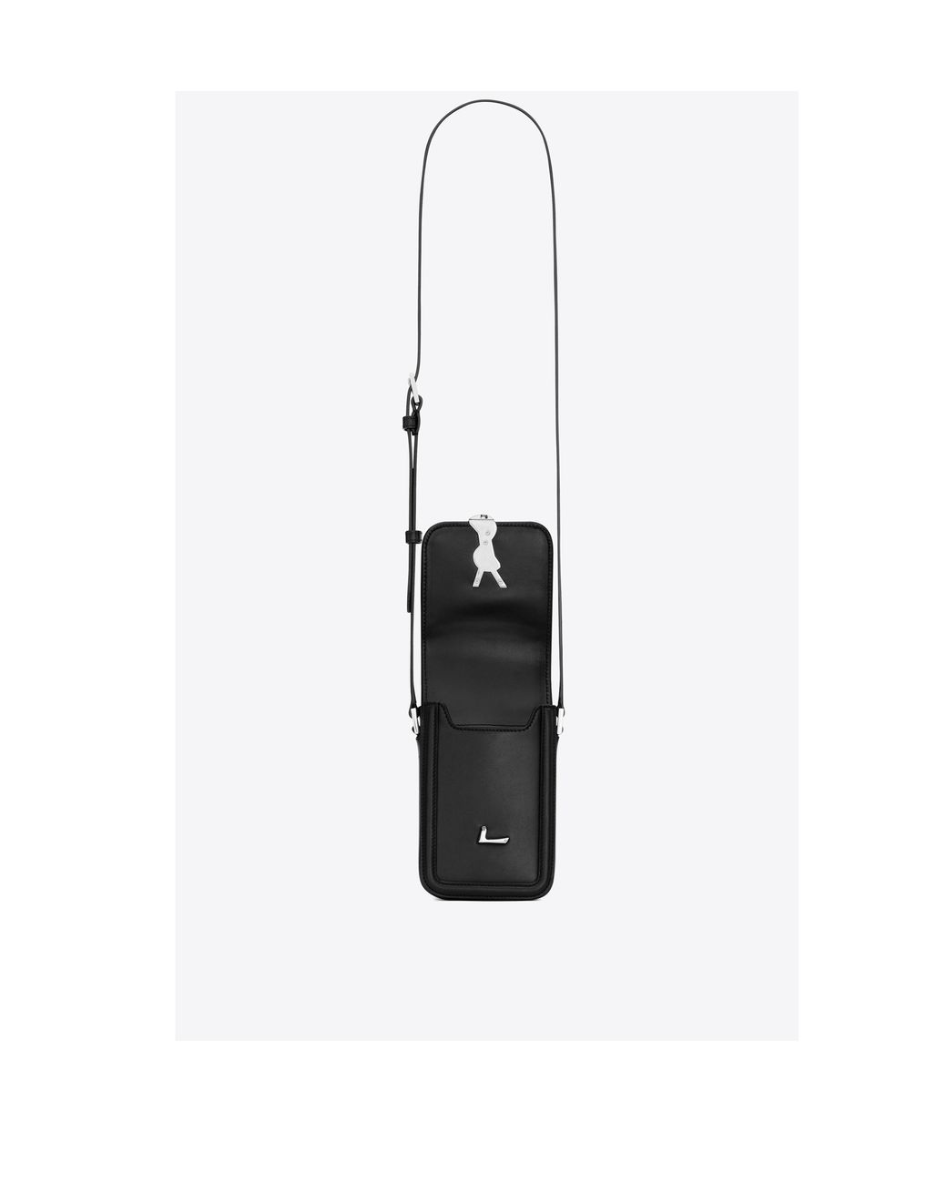 Saint Laurent White Logo Plaque Foldover Top Phone Case for men