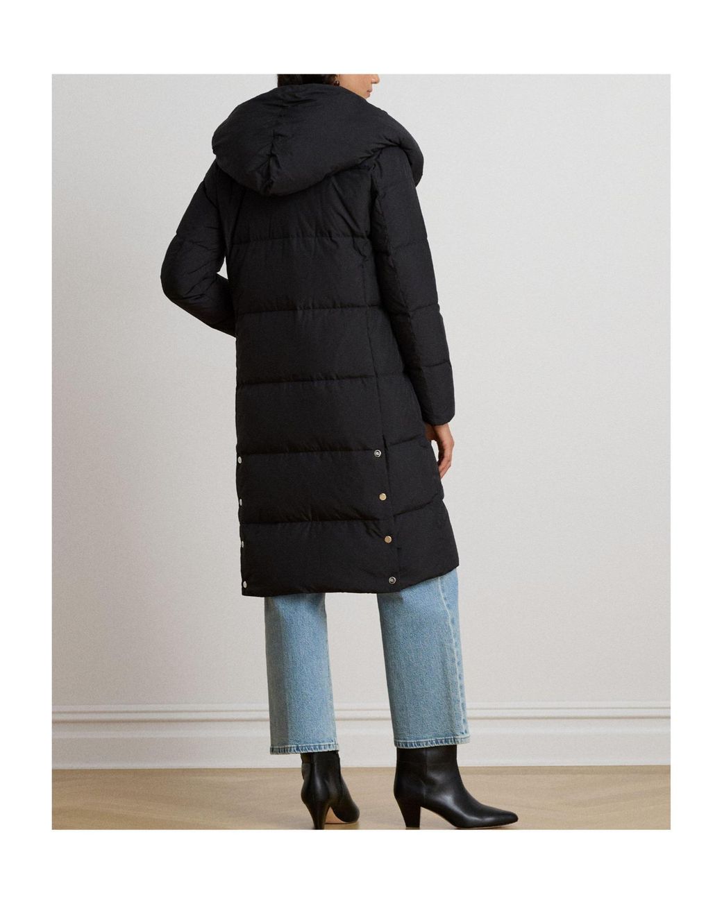 Ralph Lauren Black Longline Hooded Puffer Jacket