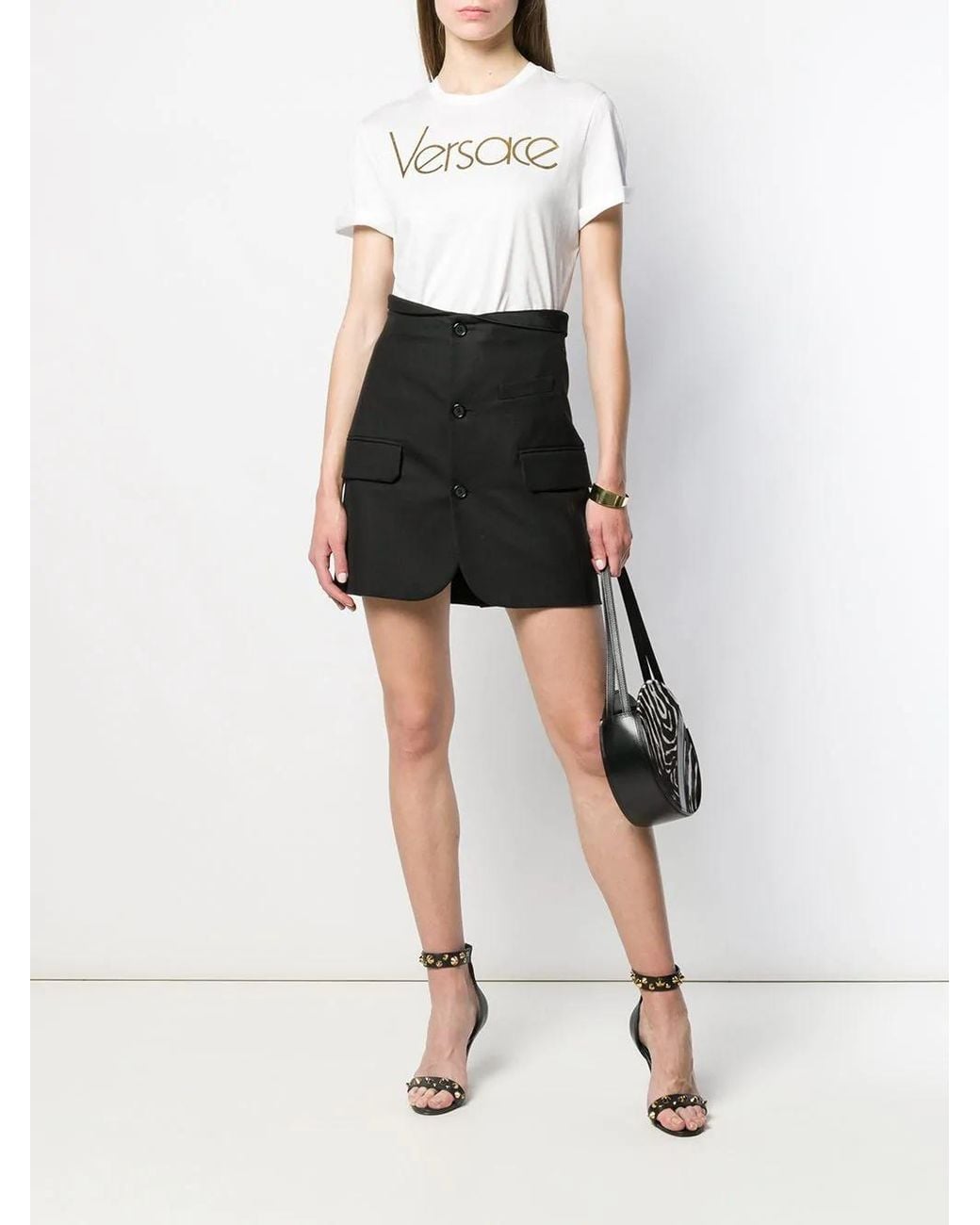 Versace White Logo T-Shirt With Round Neck