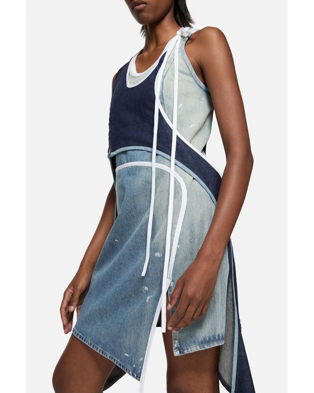 Acne Studios Asymmetrical Denim Mini Dress in Blue | Lyst