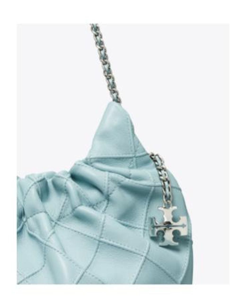 Tory Burch Blue Mini Fleming Drawstring Hobo Bag