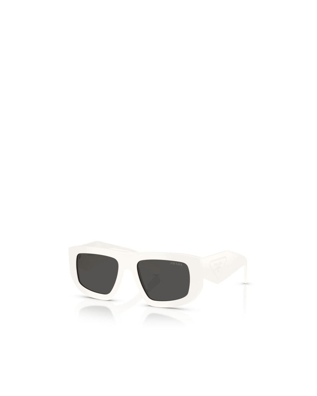 Prada White Eyewear Triangle Logo Geometric Frame Sunglasses