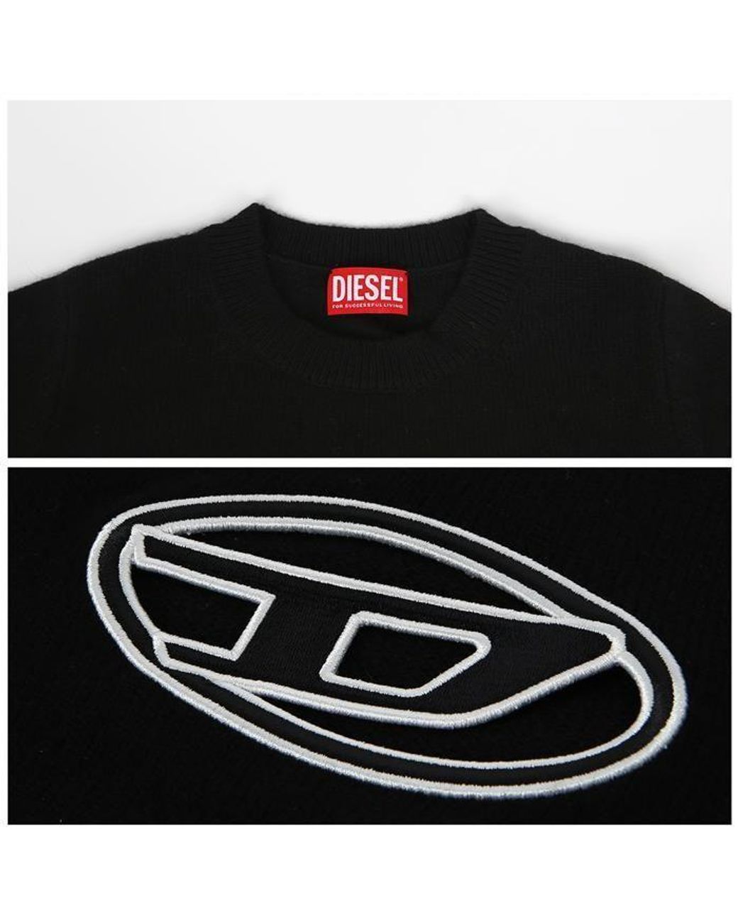 DIESEL Black M-Areesa Logo Embroidered Crew Neck Jumper