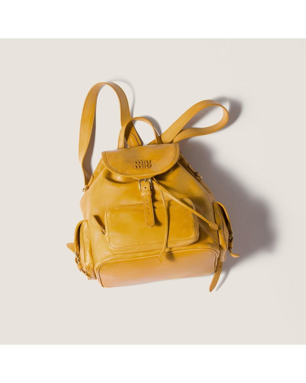 Miu Miu Yellow Leather Backpack