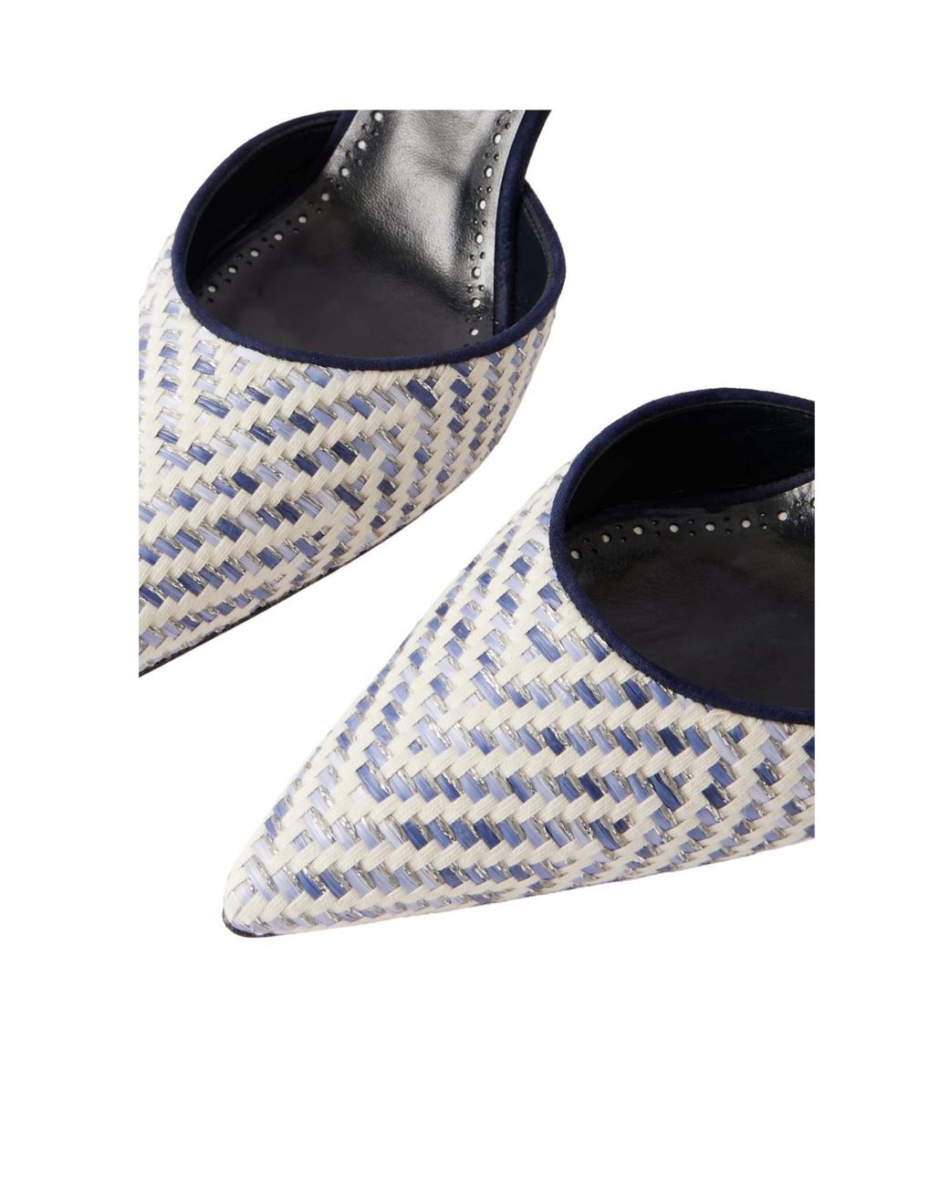 Manolo Blahnik White Carolyne 70 Raffia Slingback Pumps