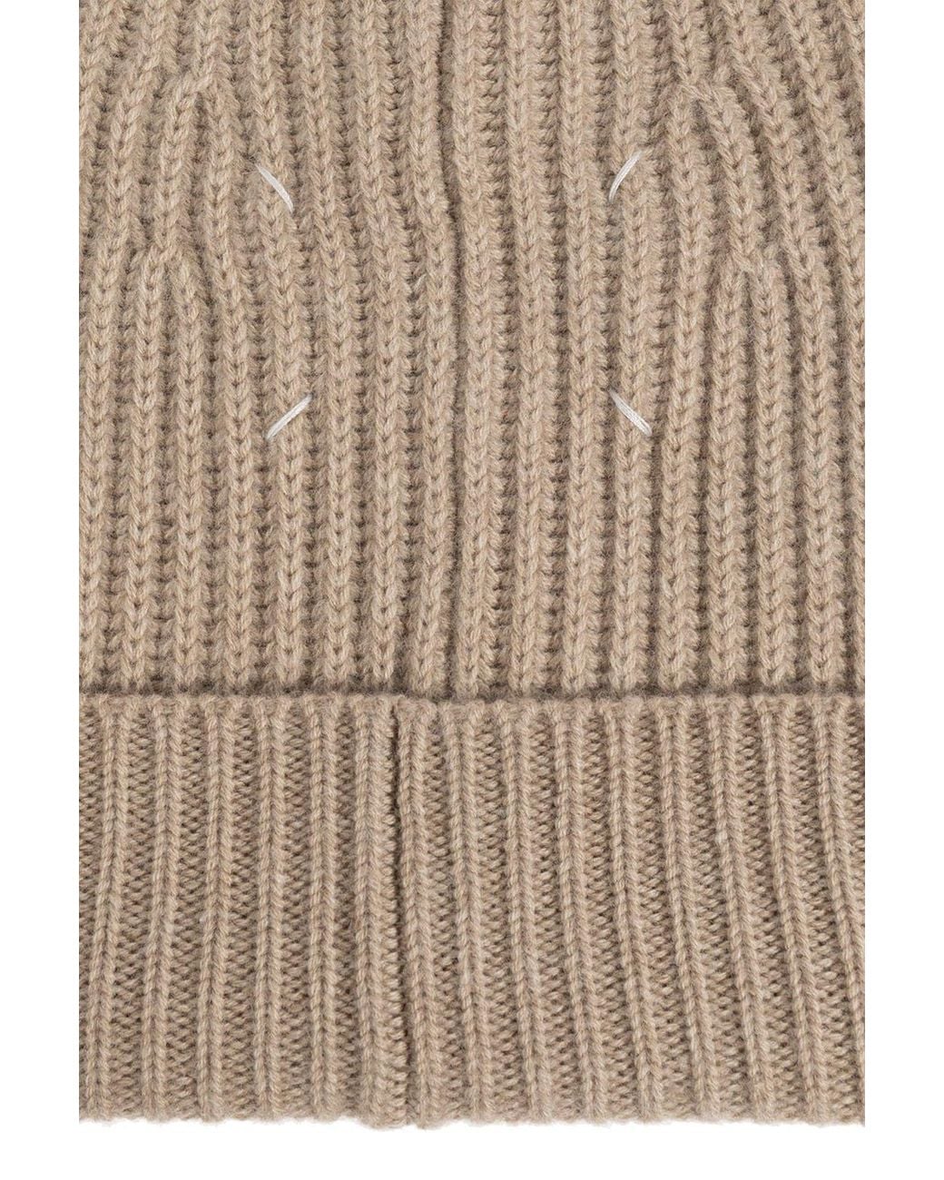 Maison Margiela Natural Four-Stitch Detailed Beanie for men