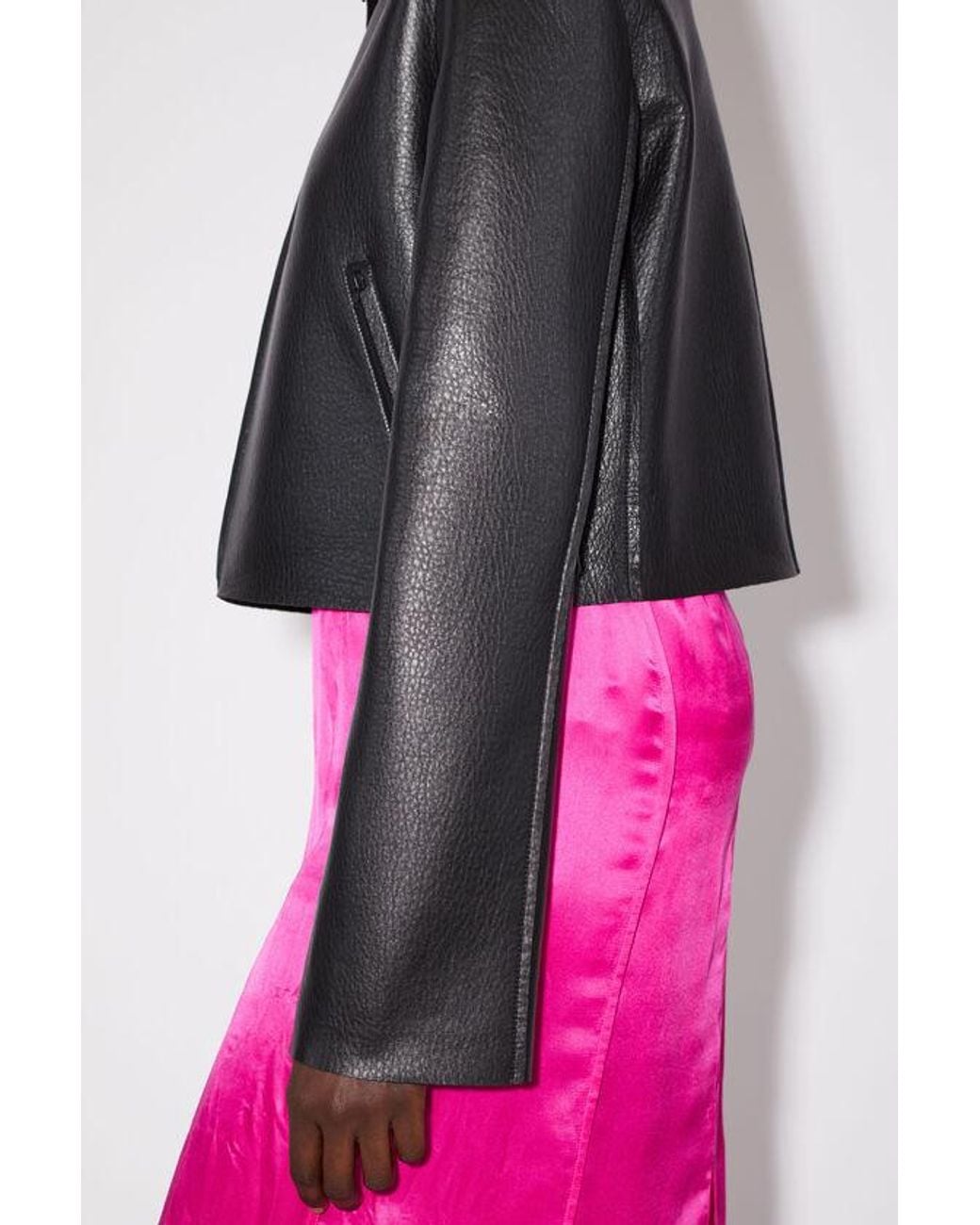 Acne Gray Cropped Leather Jacket