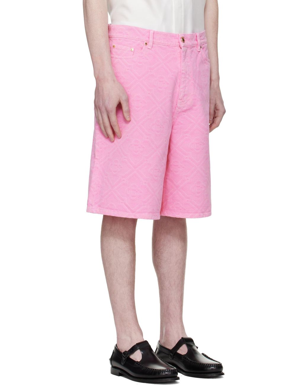 Casablanca Pink Embossed Bermuda Shorts for men