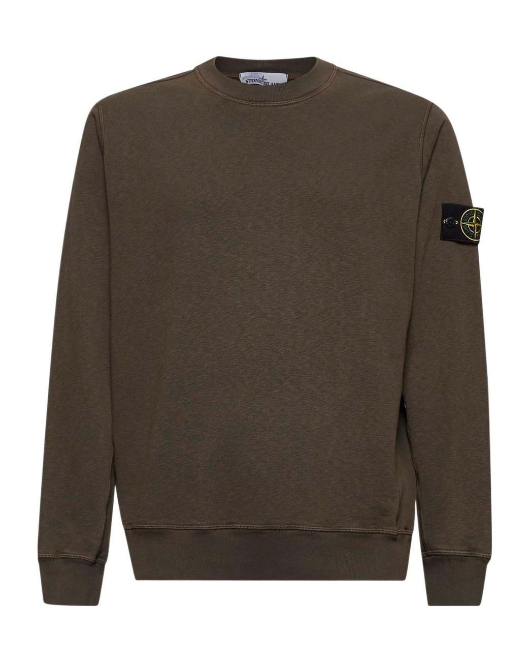 Stone Island Brown Compass-Badge Crewneck Sweatshirt for men