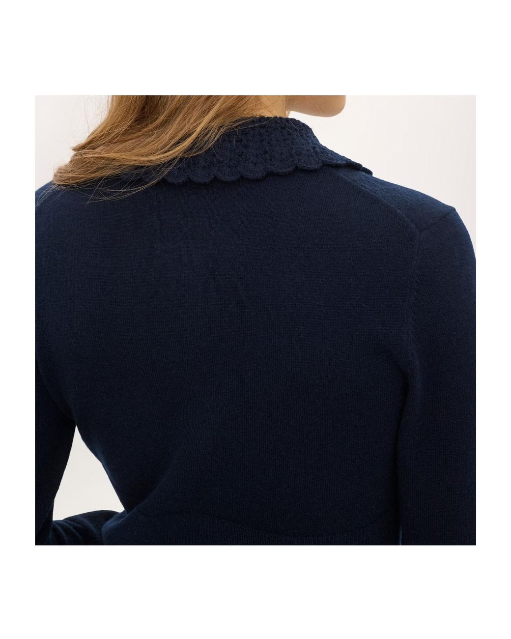 Chloé Blue Chloé Crocheted Collar Button-Up Cardigan