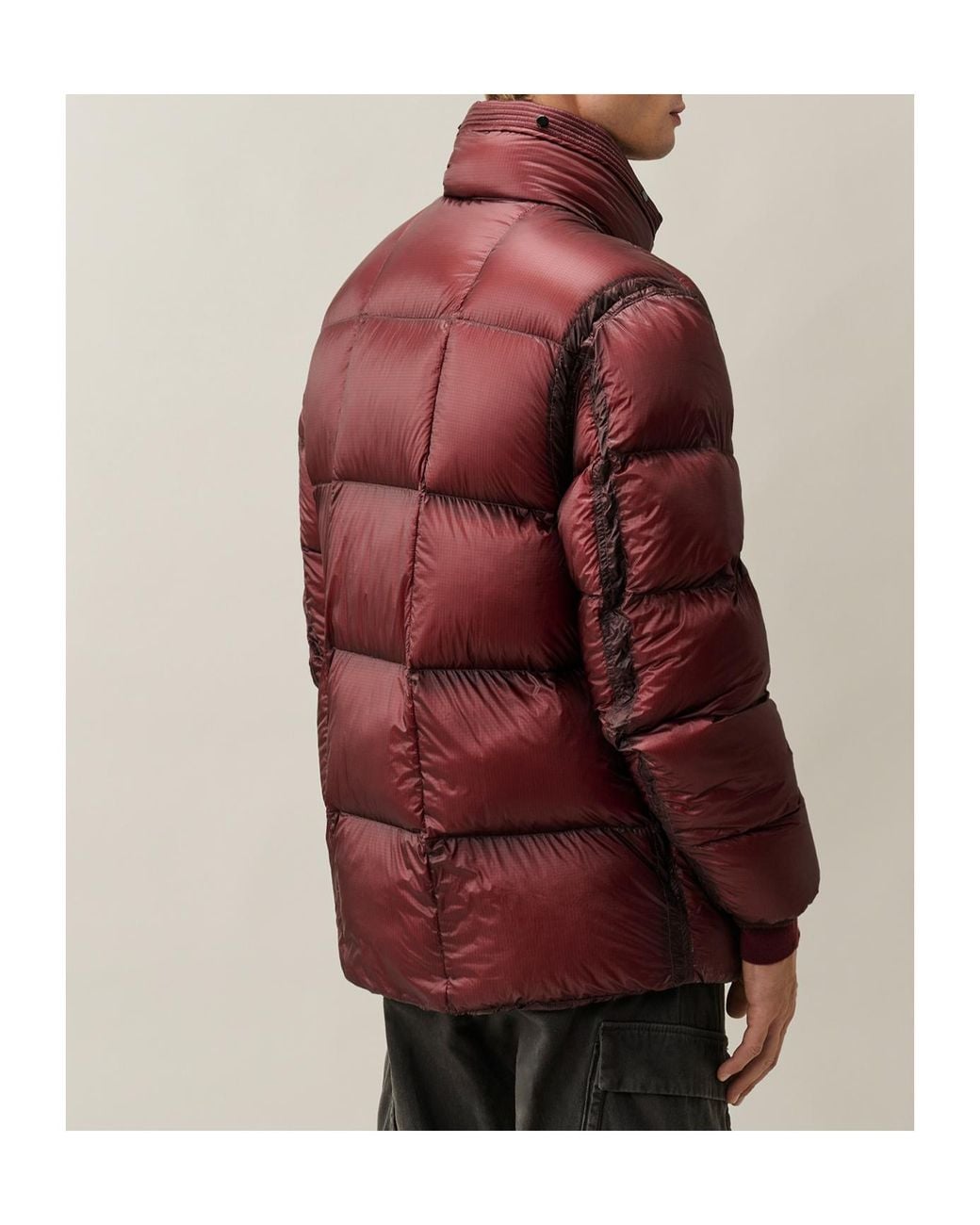 C P Company Red Goggle-Hood Down Jacket for men