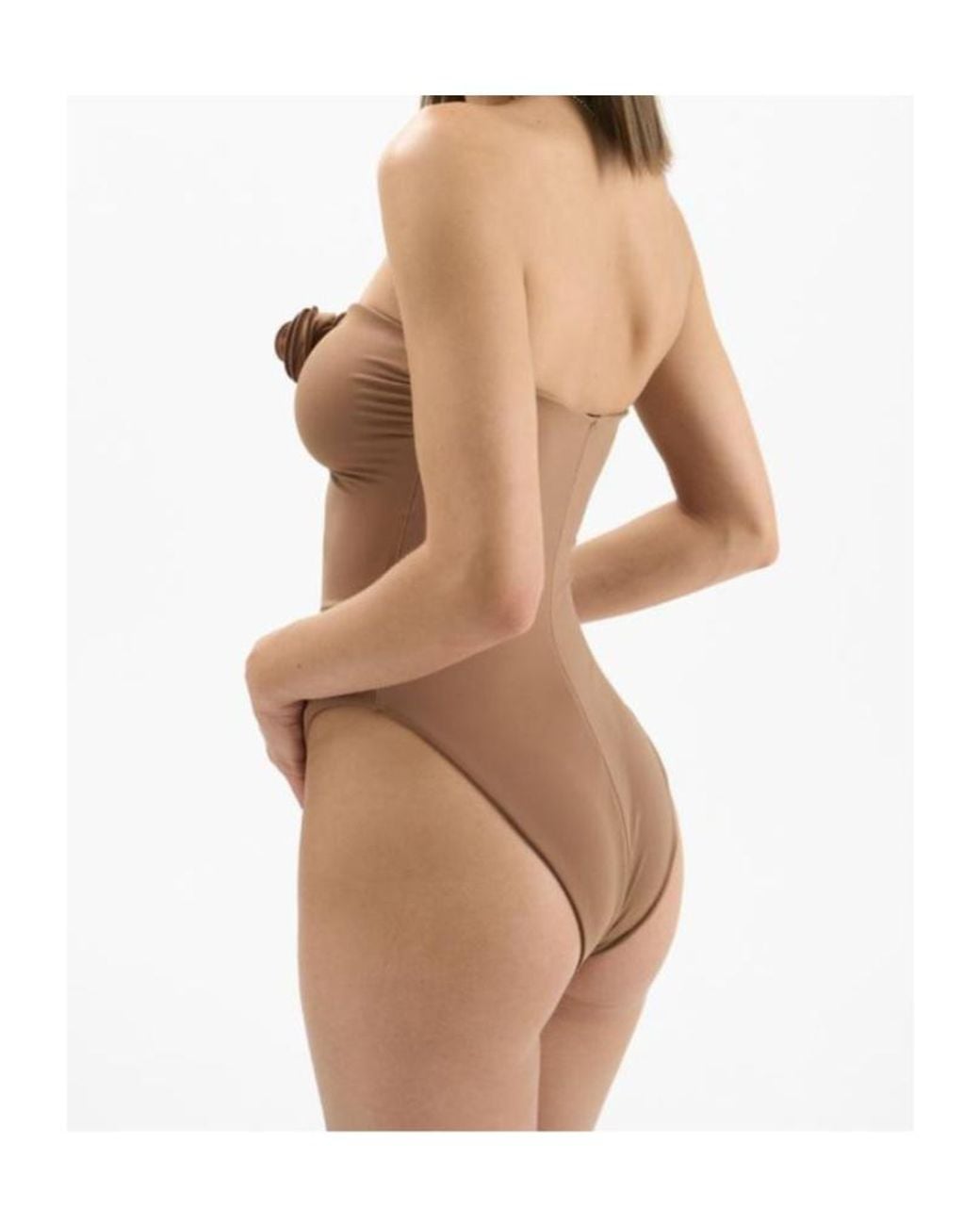 LaRevêche Brown Alya Floral-Appliqué Swimsuit