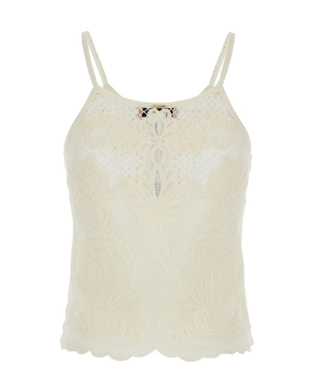 Twinset Natural Embroidered Detail Sleeveless Top