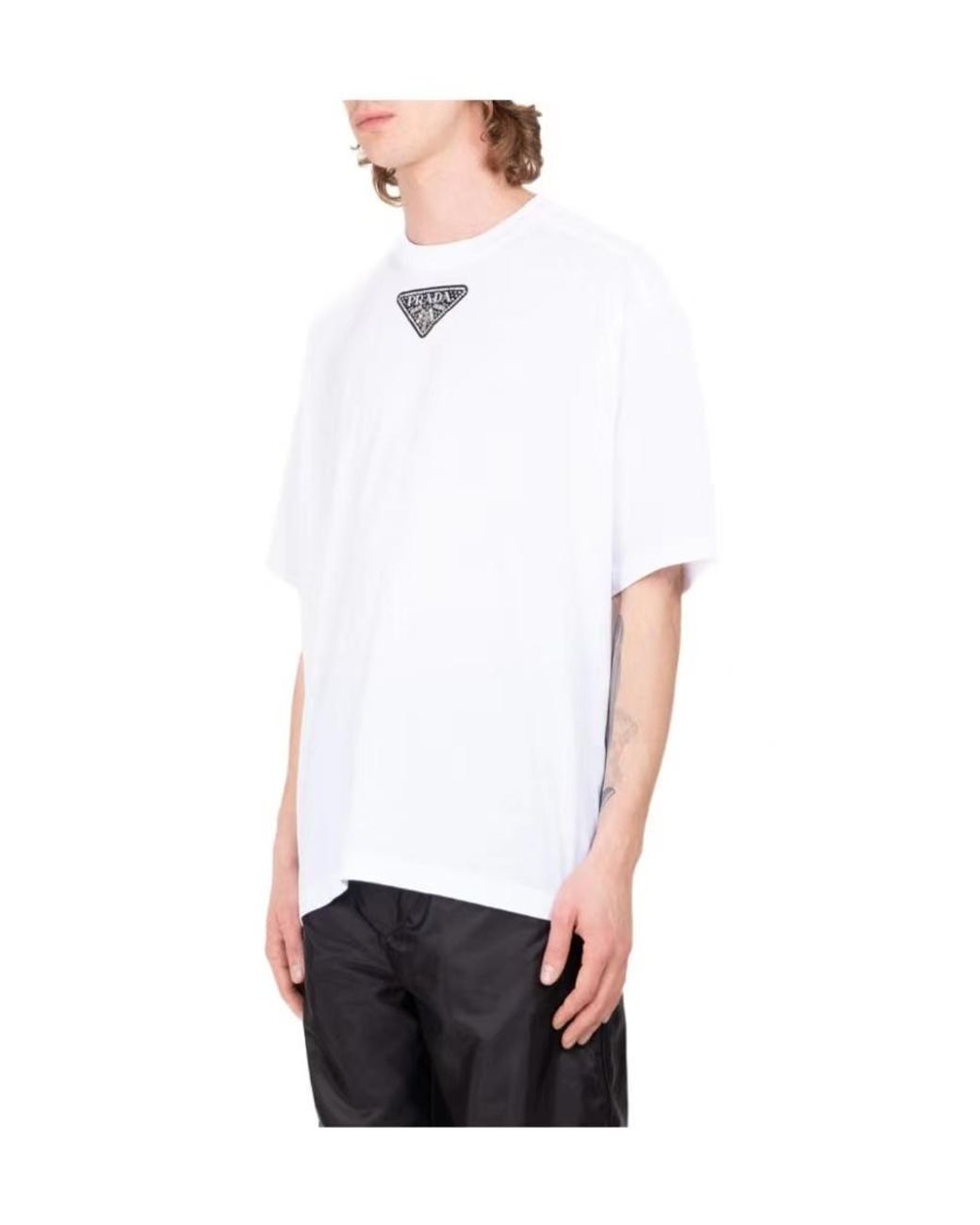 Prada White Logo Short-Sleeved T-Shirt for men