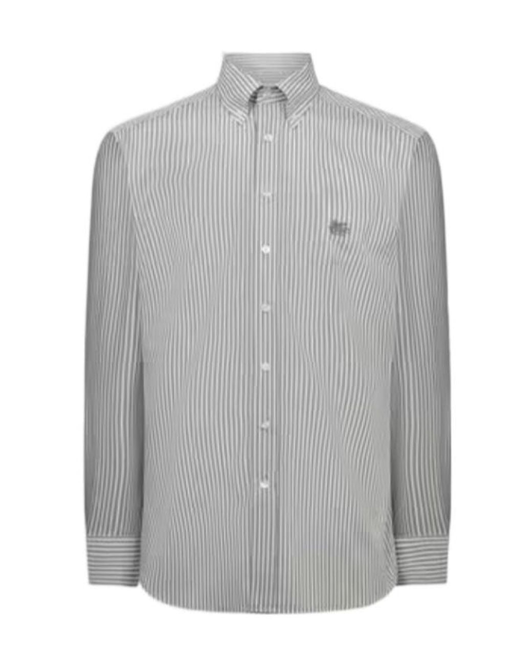 Etro Gray Logo Embroidered Striped Shirt for men
