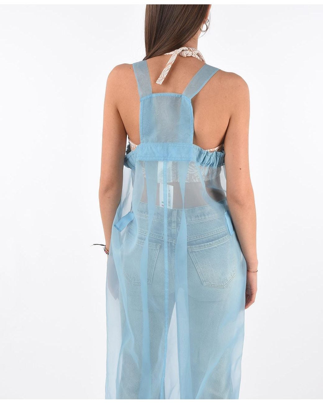 Maison Margiela Blue Sheer Sleeveless Midi Day Dress