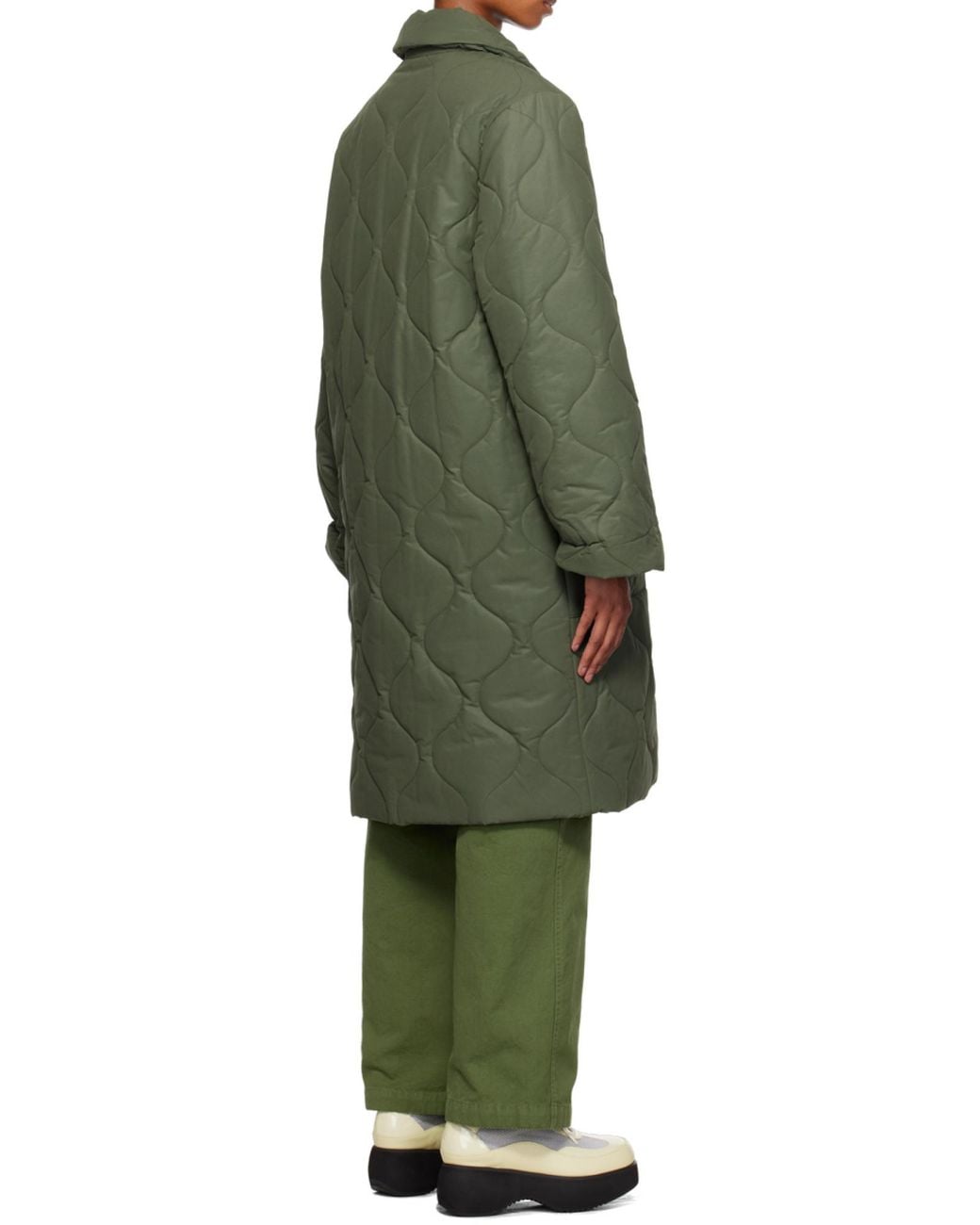A.P.C. Green Sarah Quilted Buttoned Coat