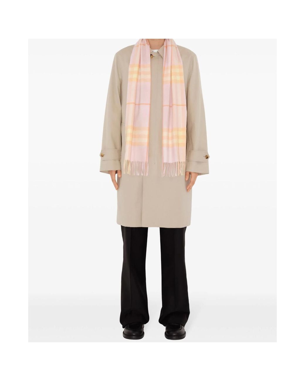 Burberry White Checked Fringed-Edge Scarf for men