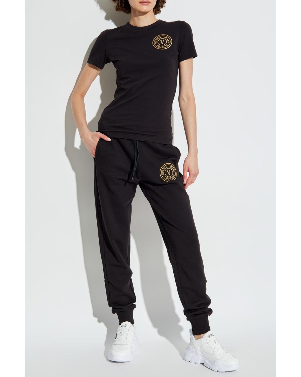 Versace Jeans Black Couture Logo Embellished Top