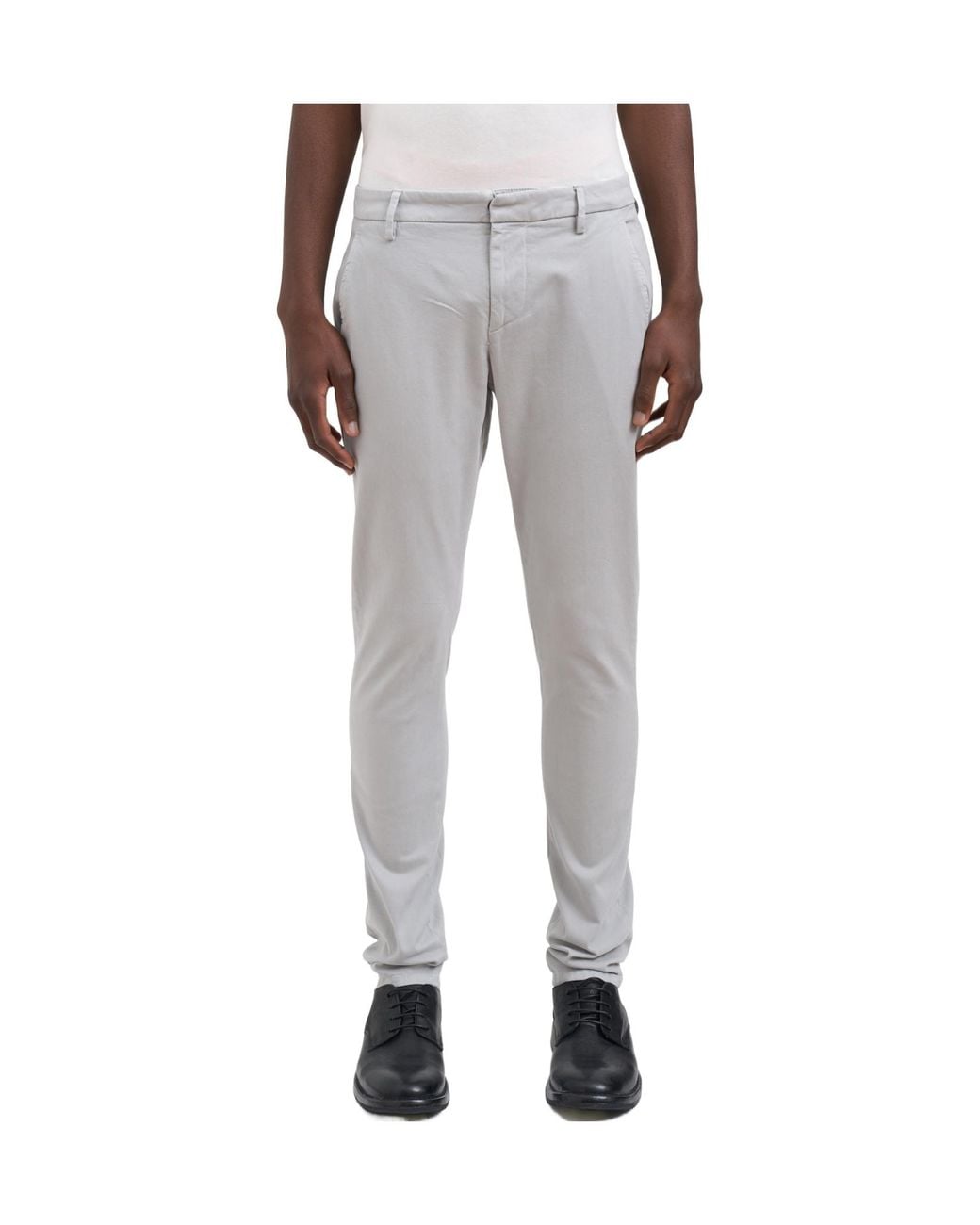 Dondup Gray Tapered-Fit Casual Trousers With Zip Details for men