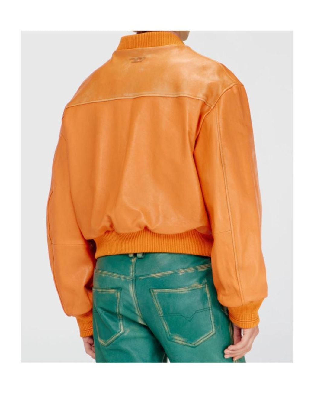 DIESEL Orange Long-Sleeve Leather Jacket for men