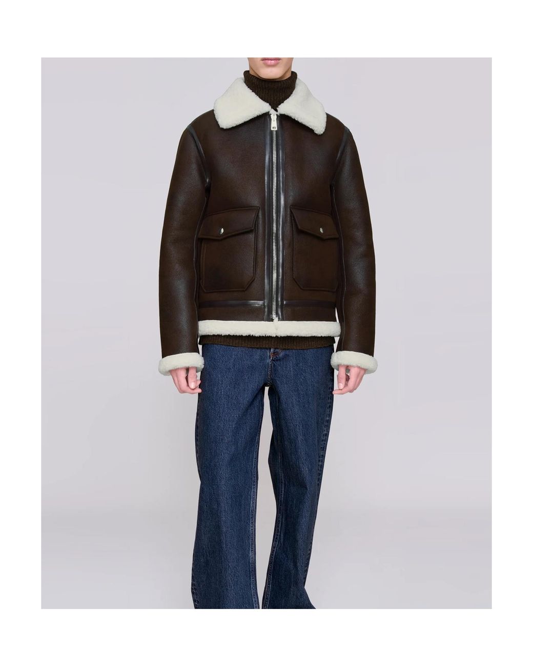 A.P.C. Black Faux-Shearling Zip-Up Bomber Jacket for men