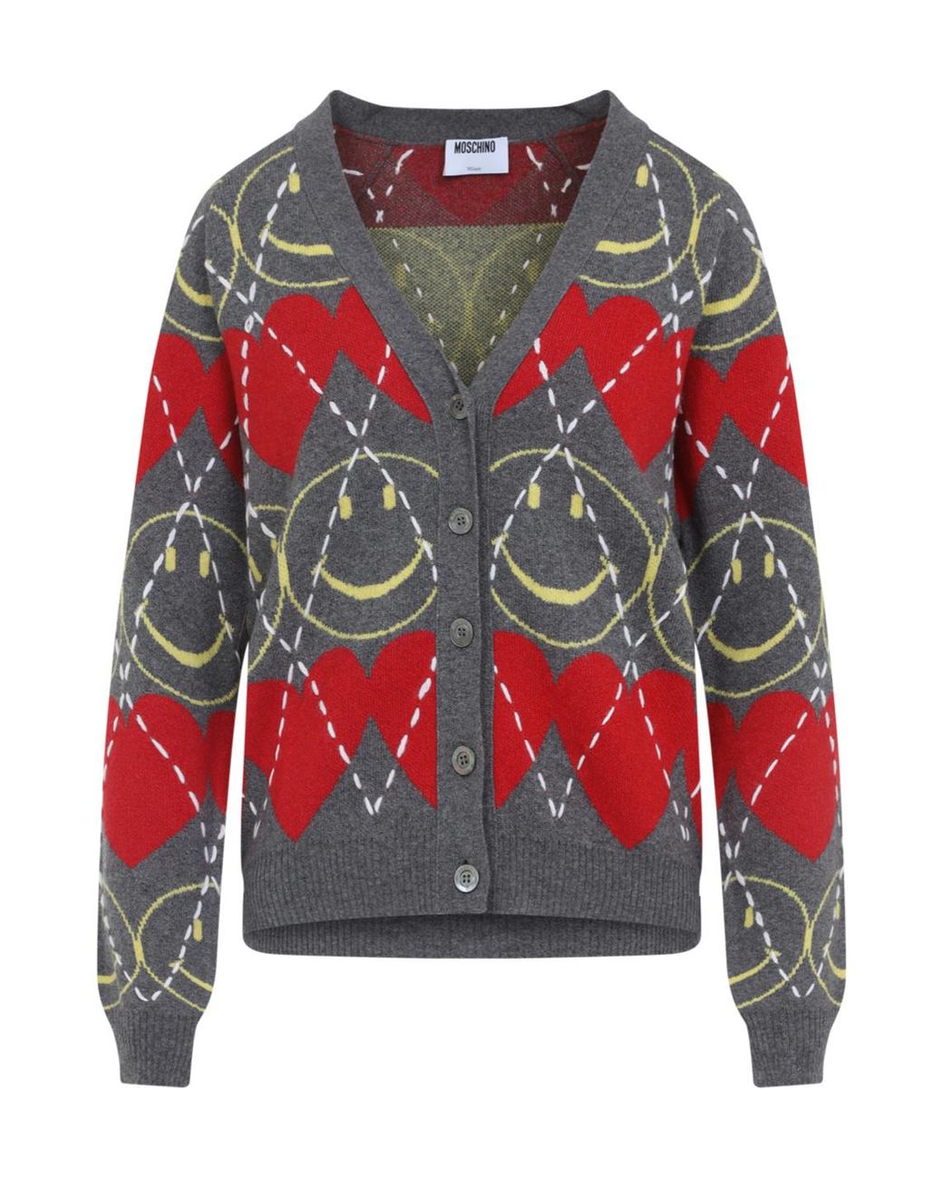 Moschino Red V-Neck Knitted Cardigan