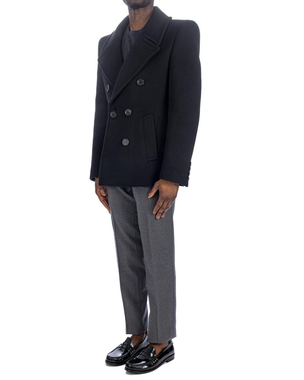 Dolce & Gabbana Black Tailored Flannel Trousers for men