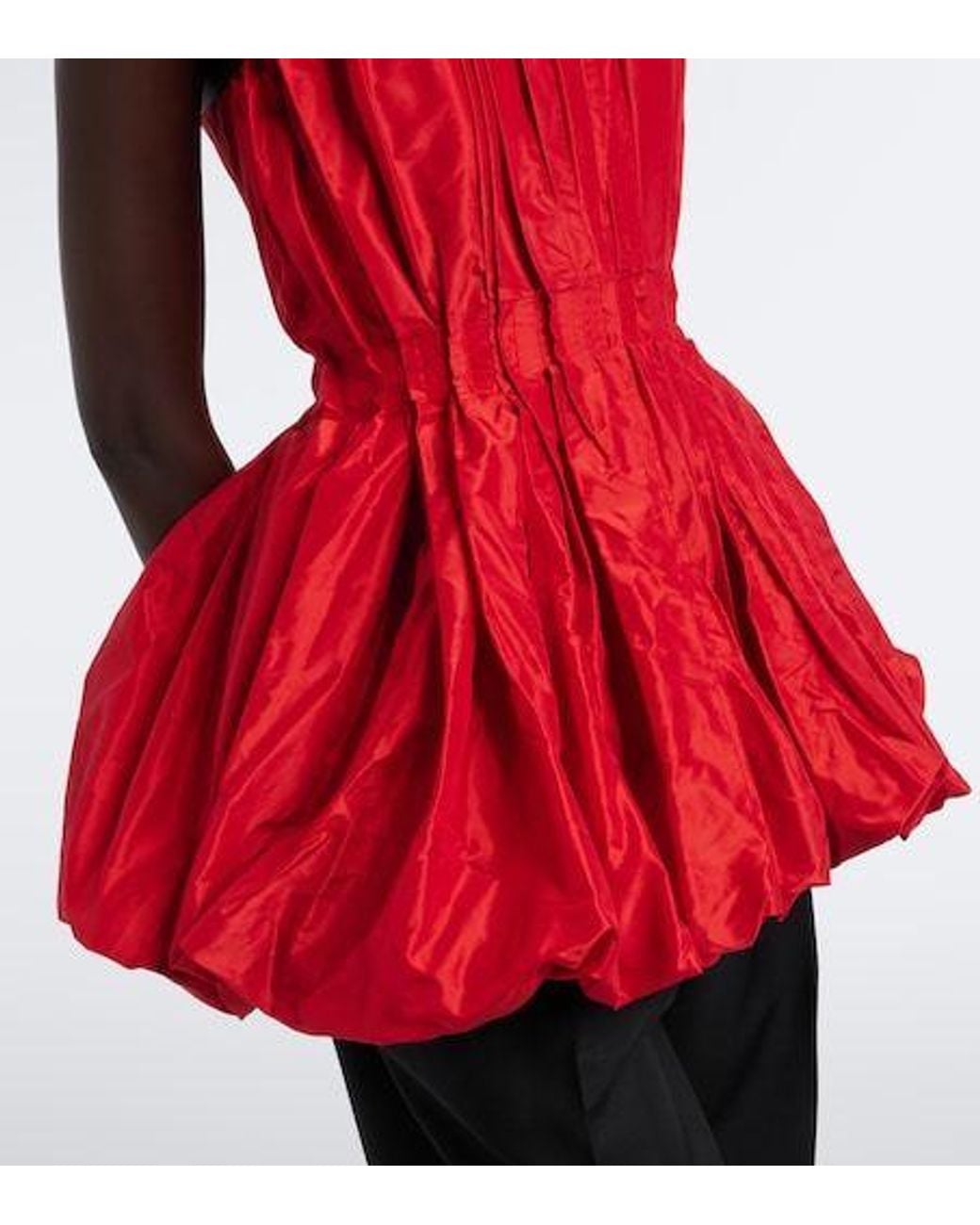 TOVE Red Marina Peplum Silk Taffeta Top