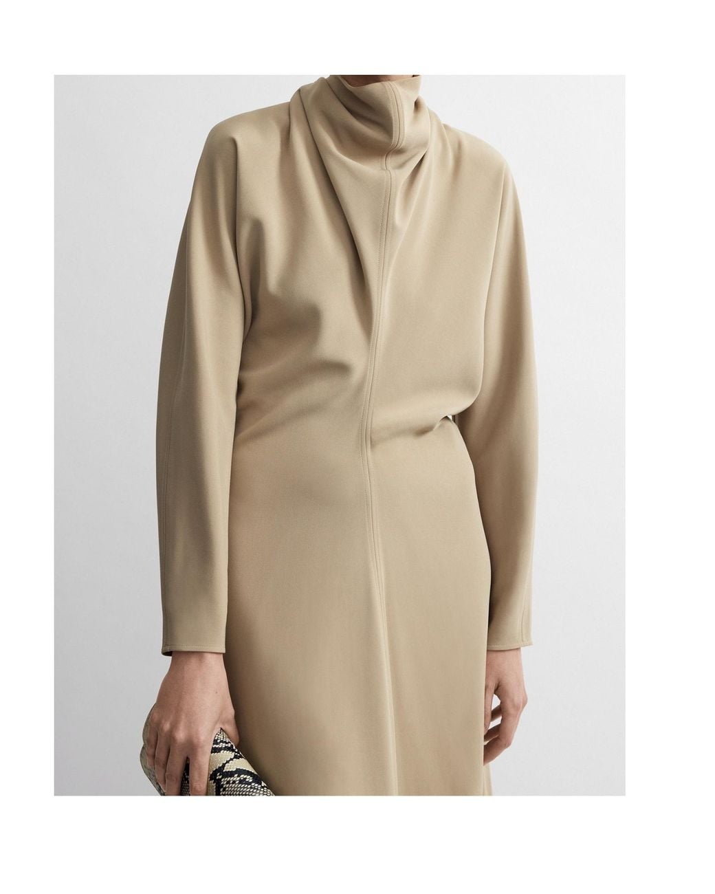 Totême  Natural Totême Scarf-Neck Long Sleeved Maxi Dress