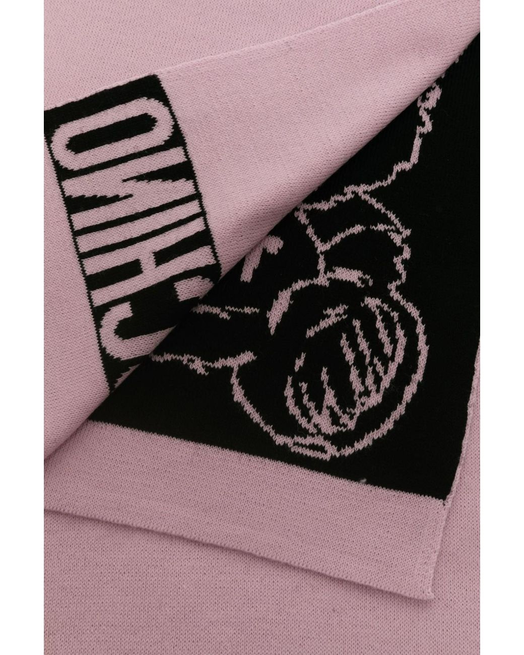Moschino Pink Teddy Bear Pattern Scarf for men