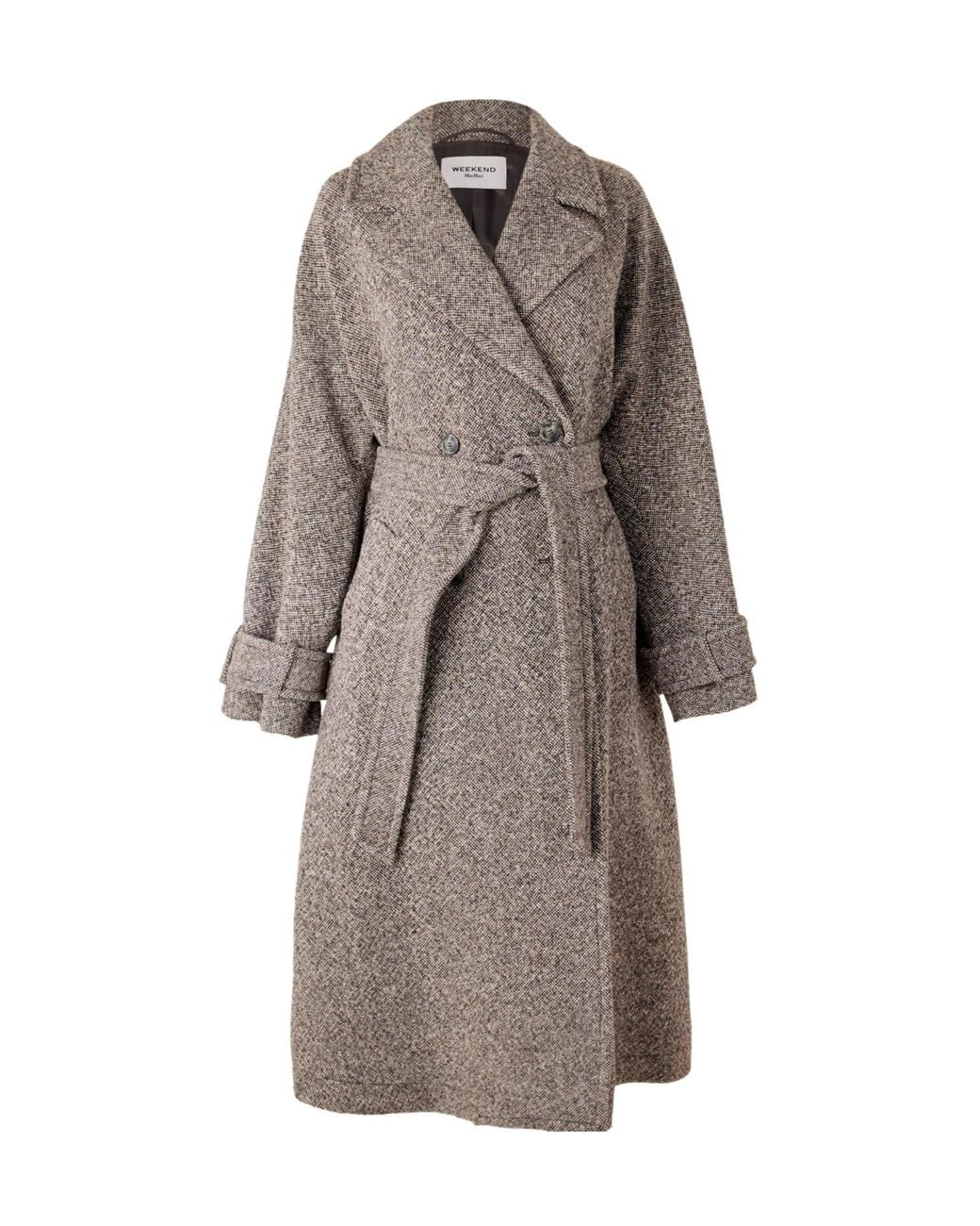 Weekend by Maxmara Gray Speckled Tweed Long Coat