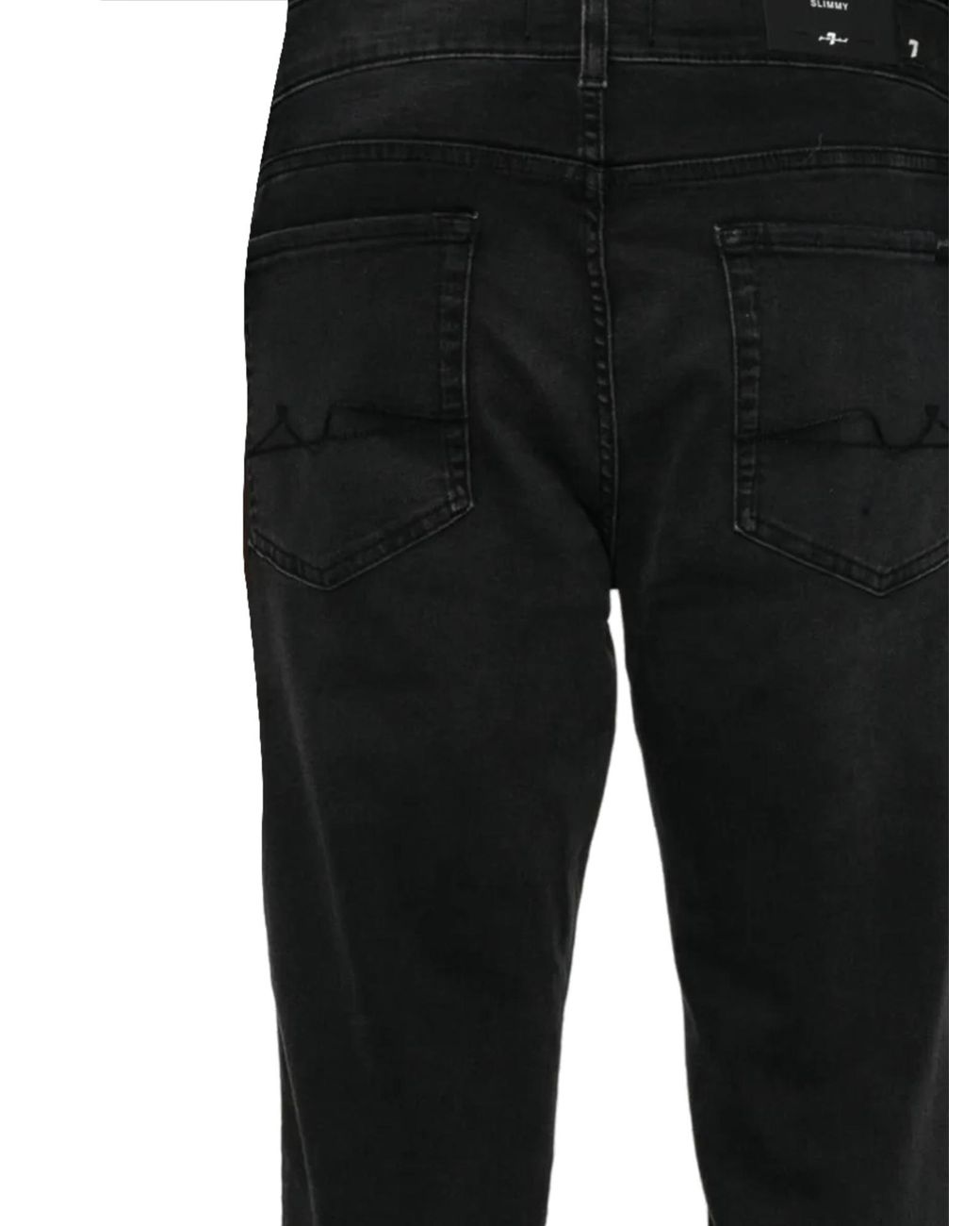 7 For All Mankind Black Slimmy Faded-Effect Jeans for men