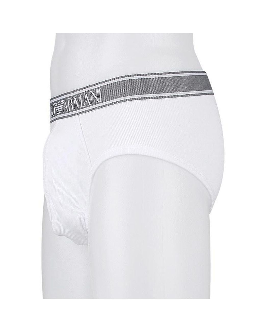 Emporio Armani White Loose Waist Briefs for men