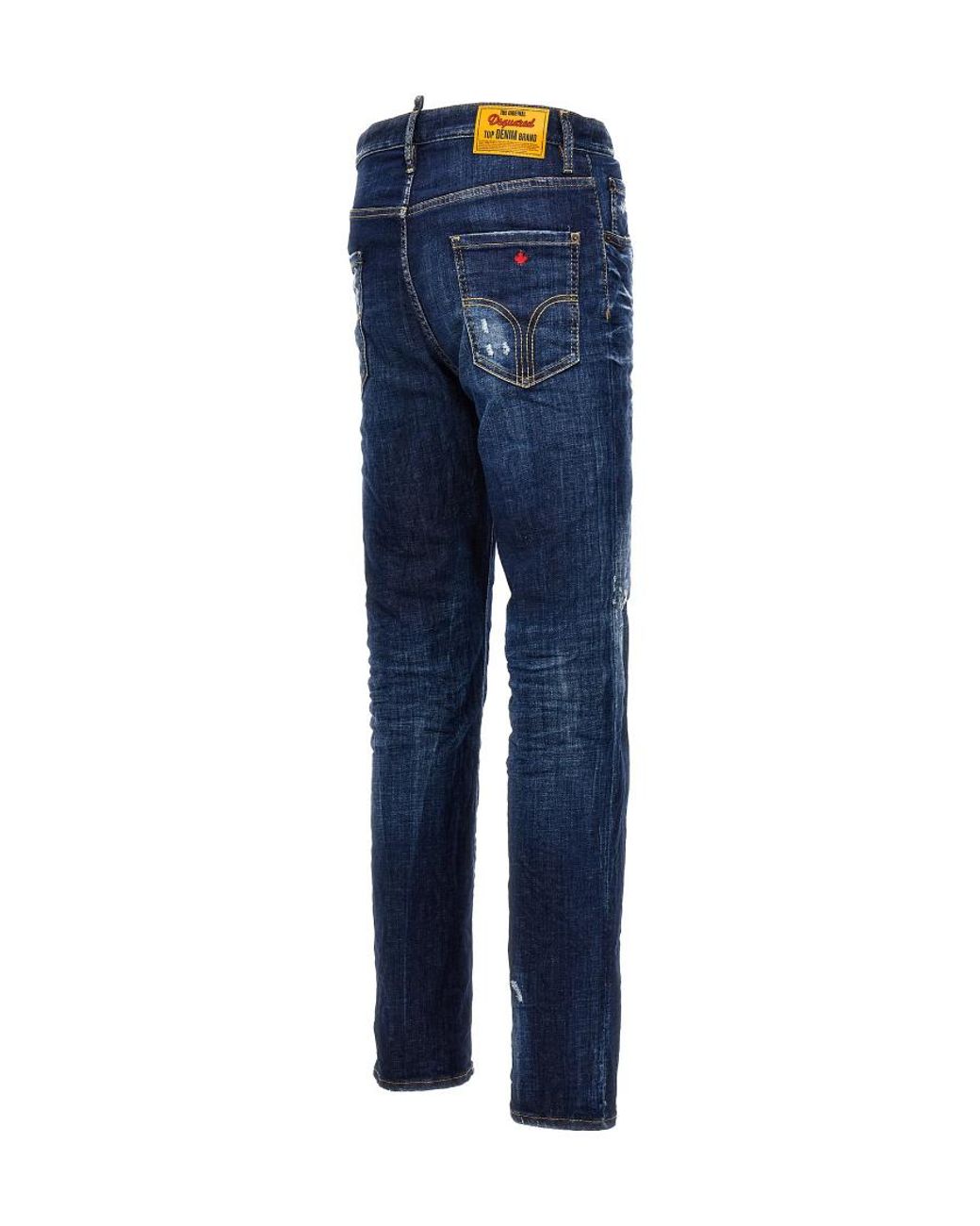 DSquared² Blue Logo Patch Distressed Straight-Leg Jeans for men