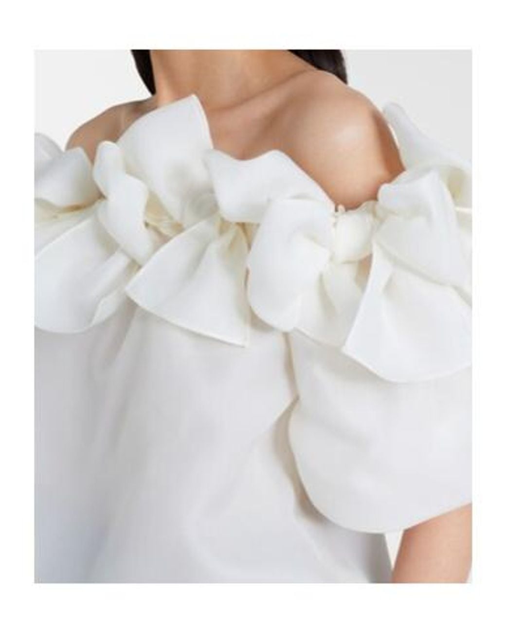 Carolina Herrera White Off-Shoulder Silk Top