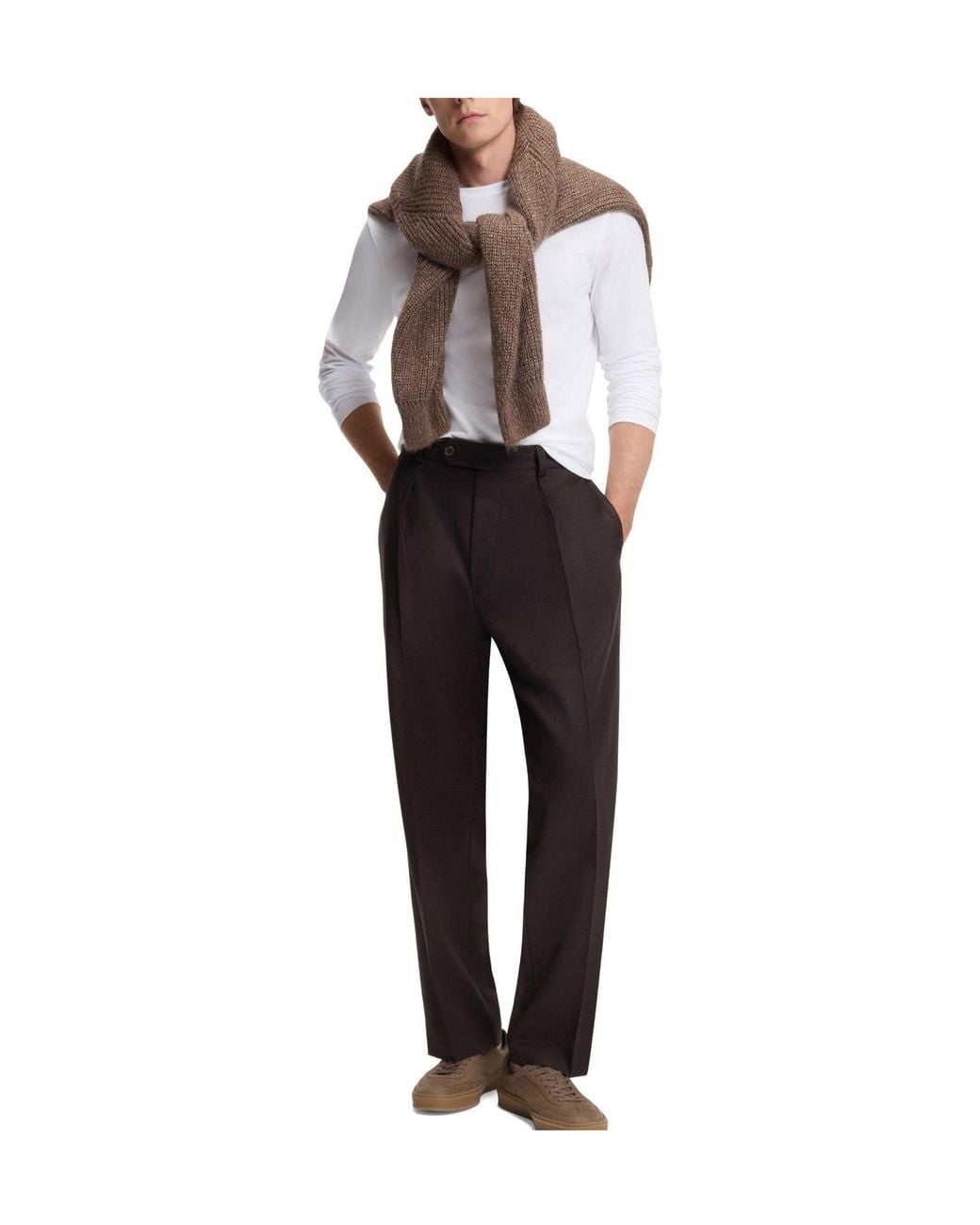 Boss White Crew Double Breasted Sweater for men