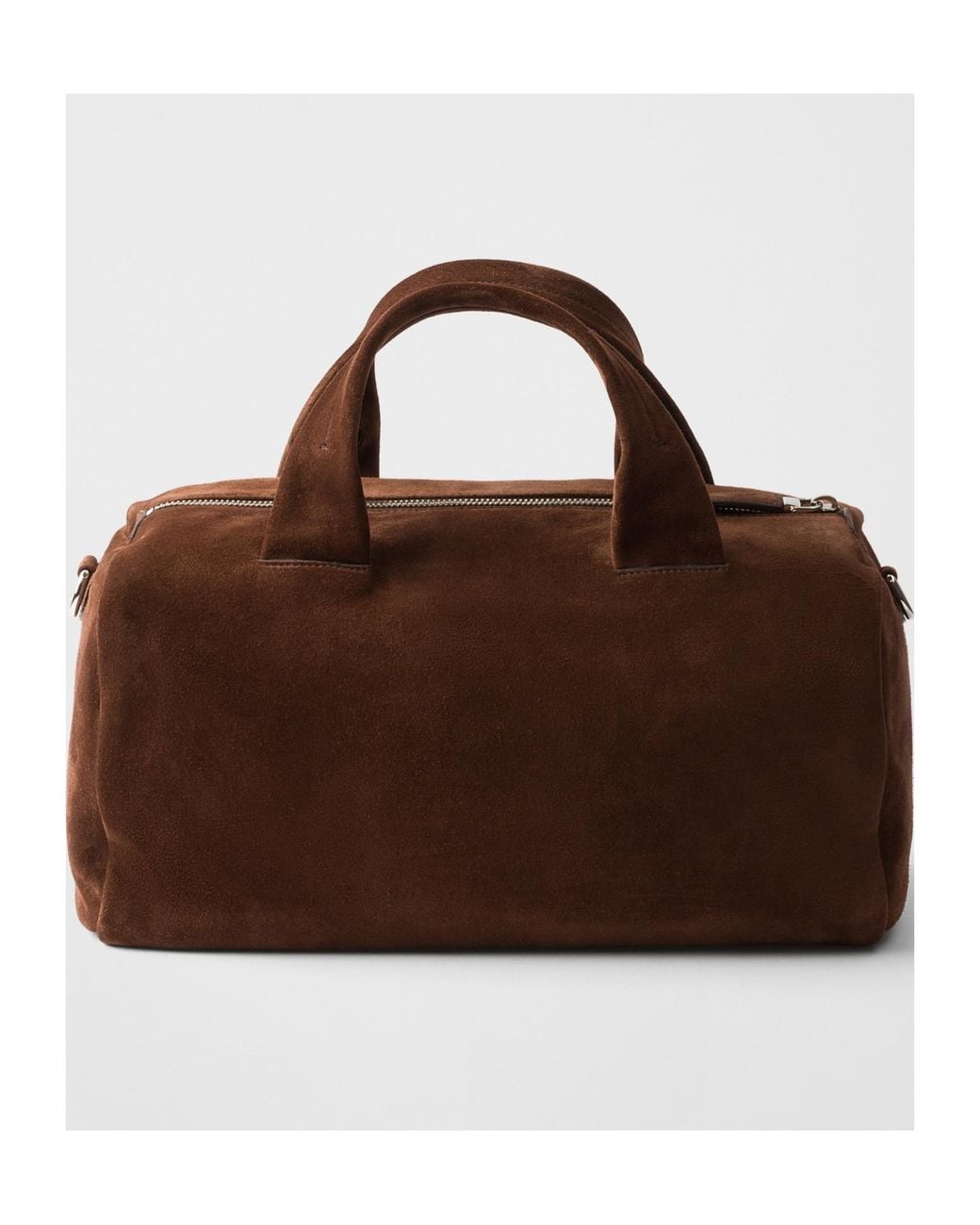 Prada Brown Small Suede Duffle Bag for men