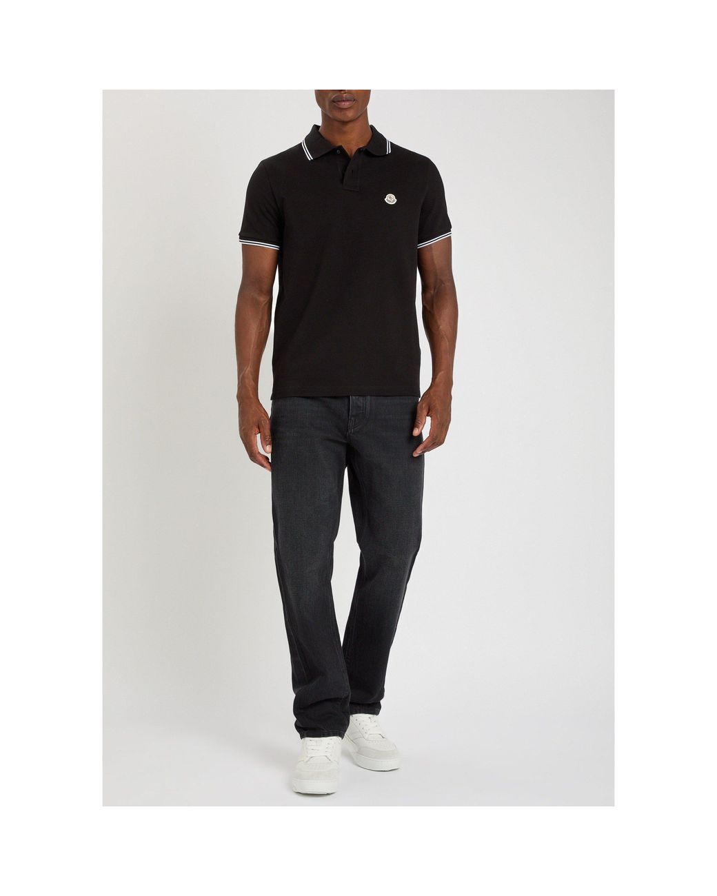 Moncler Black Short-Sleeved Polo Shirt for men