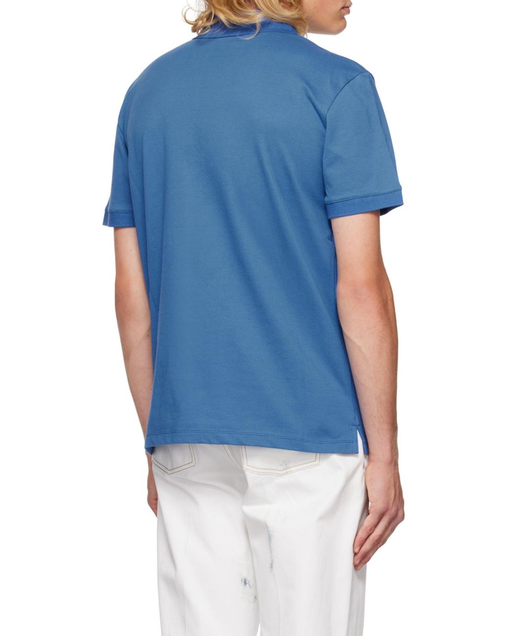 McQueen Blue Logo-Trim Polo Shirt for men