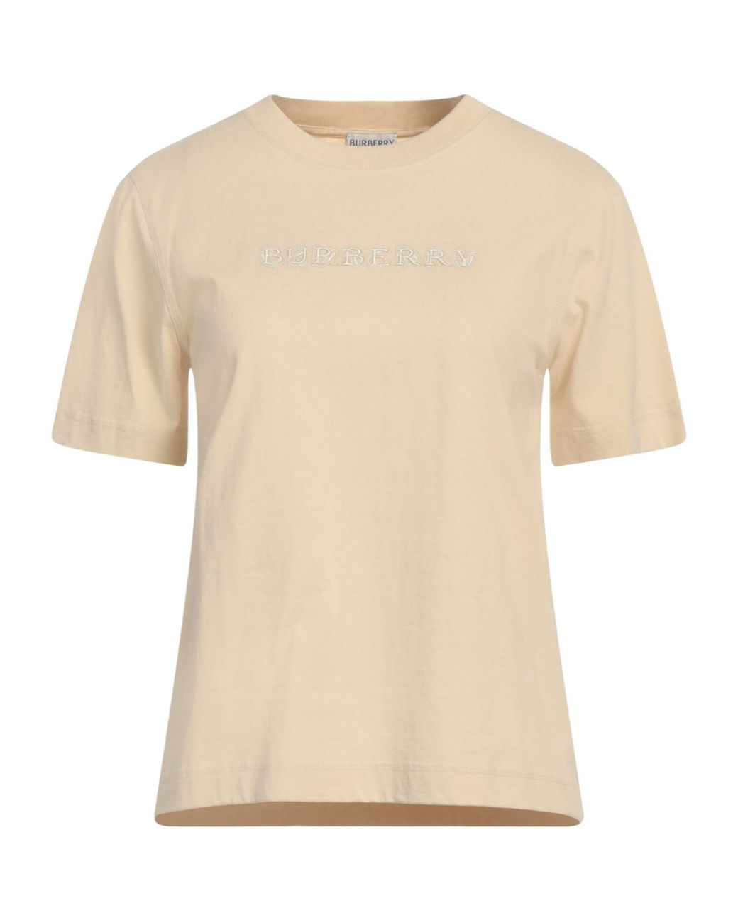 Burberry Natural Solid-Color Short-Sleeved Crew Neck T-Shirt