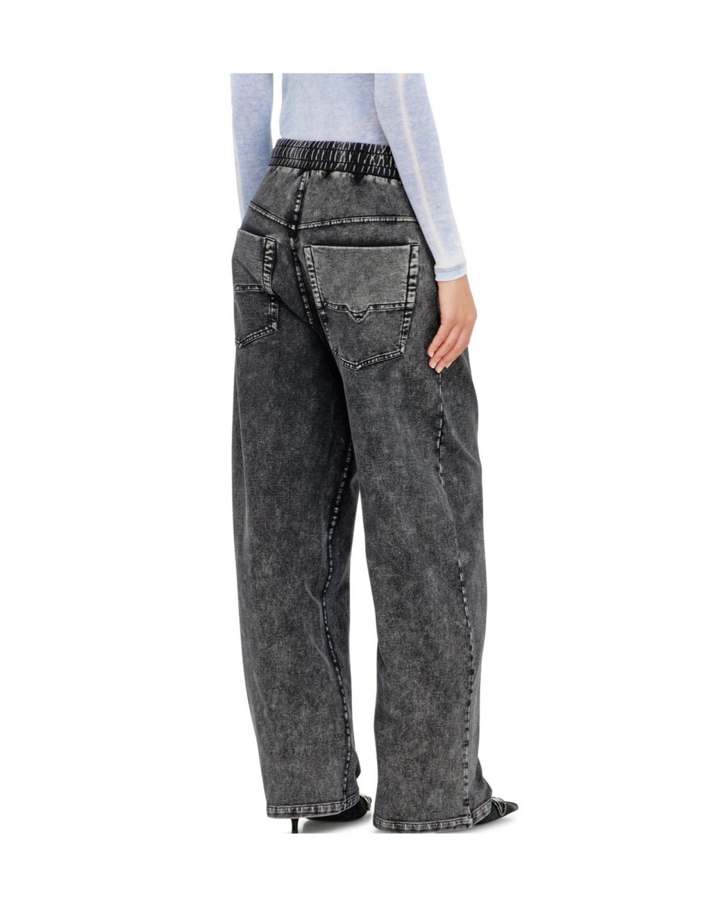 DIESEL Gray Sweatpants With Denim Effect
