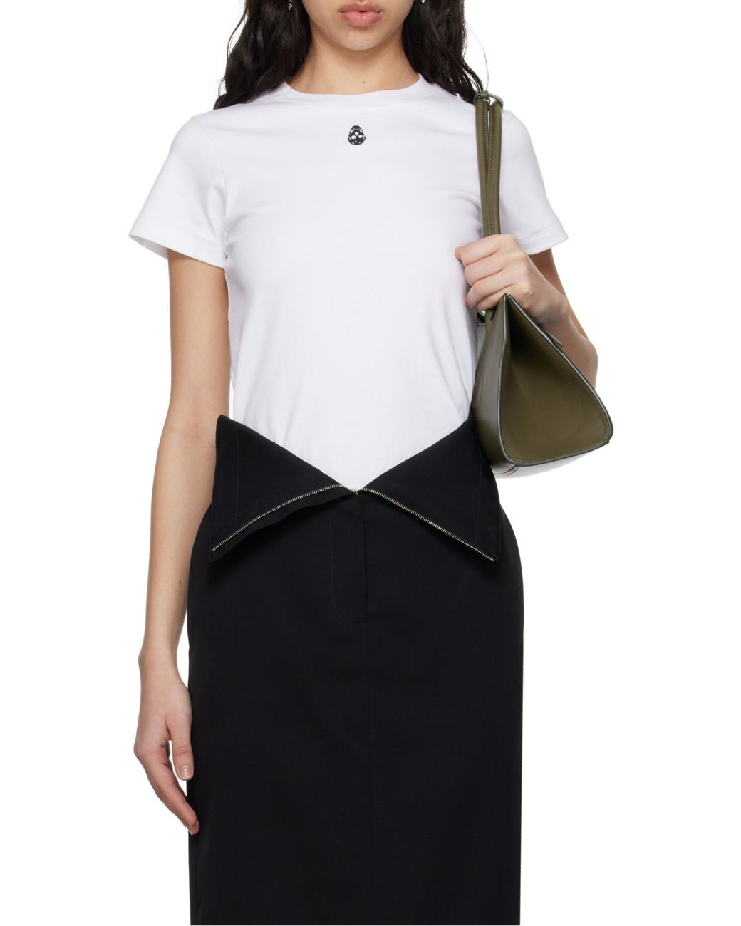 McQueen White Embroidered Skull T-Shirt