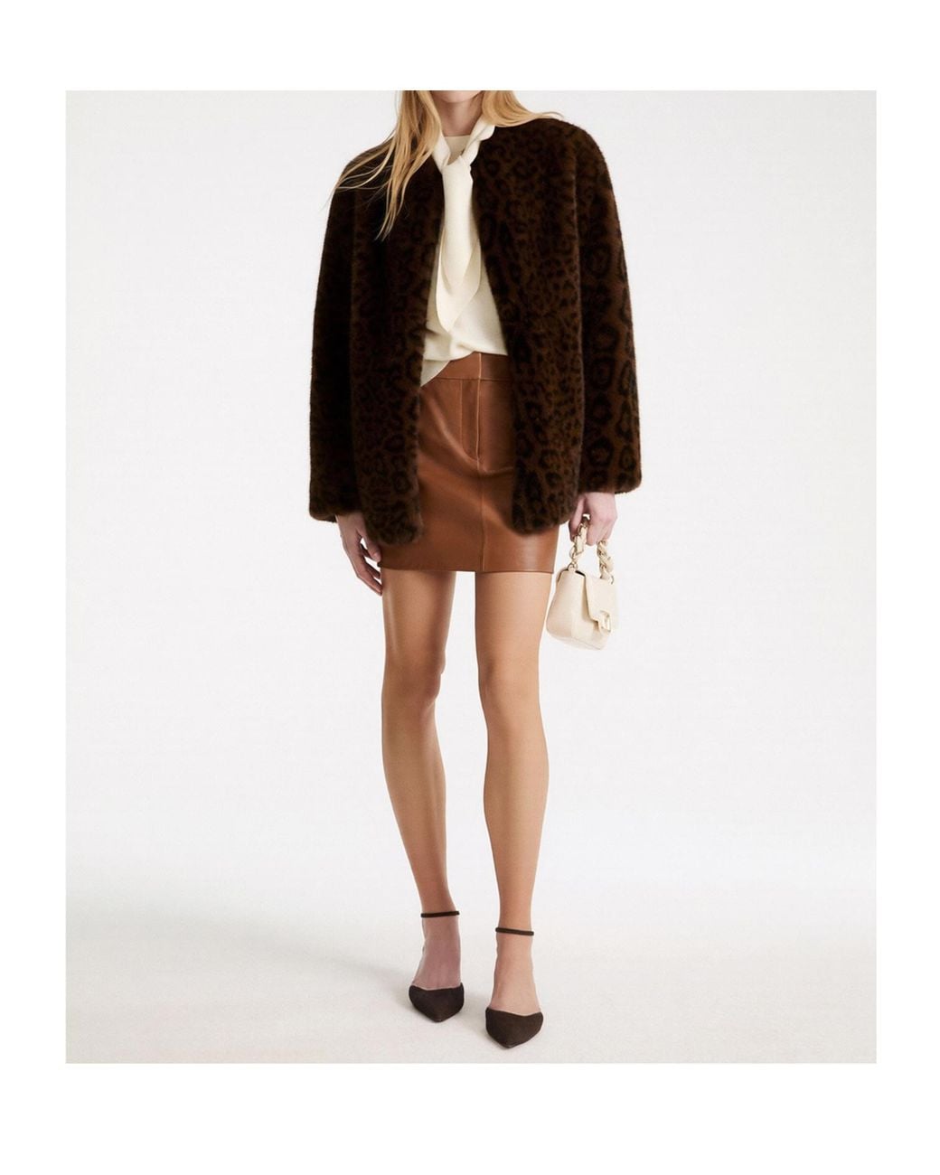 Marella White Scarf-Adorned Sweater