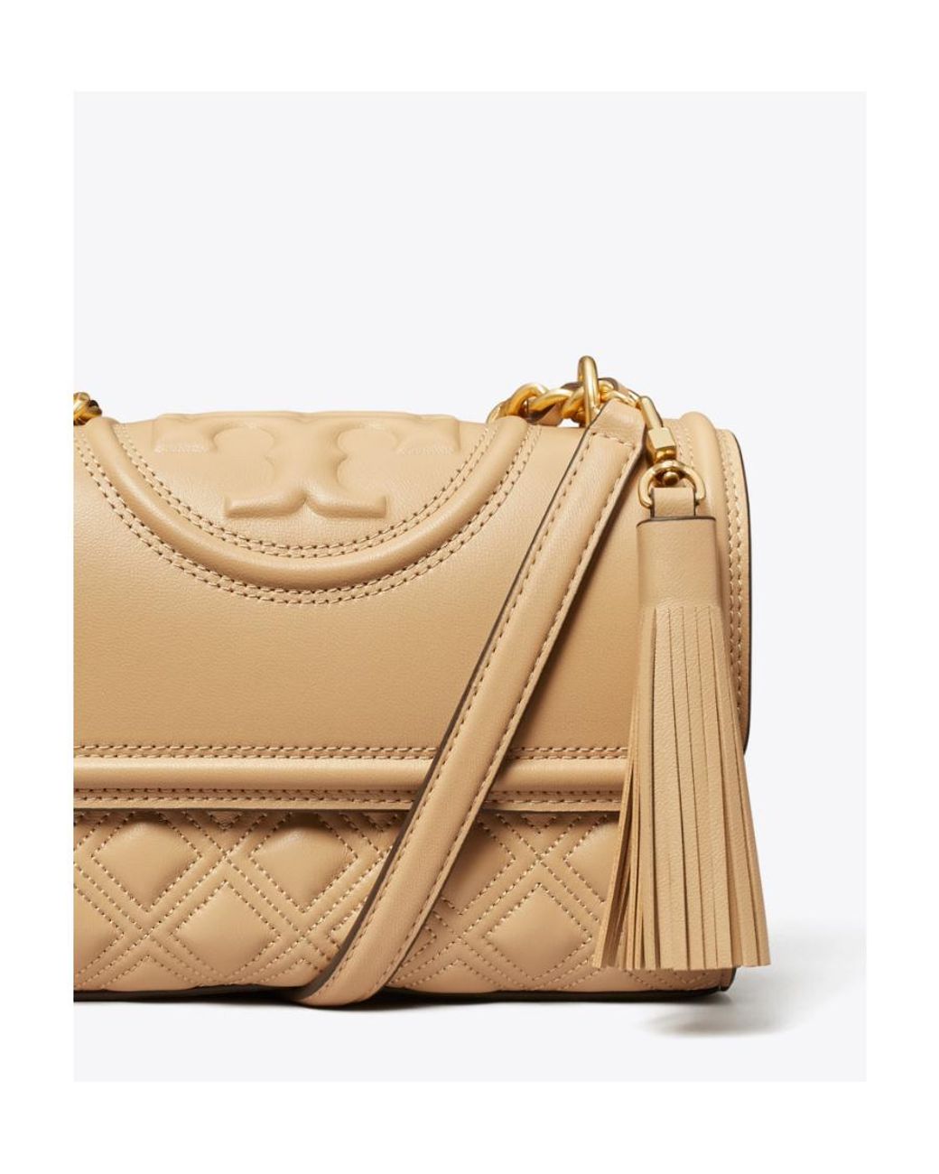 Tory Burch Natural Fleming Convertible Small Shoulder Bag