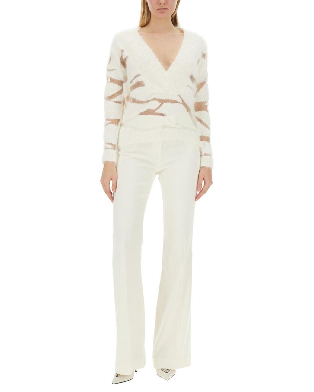 Tom Ford White V-Neck Knitted Jumper