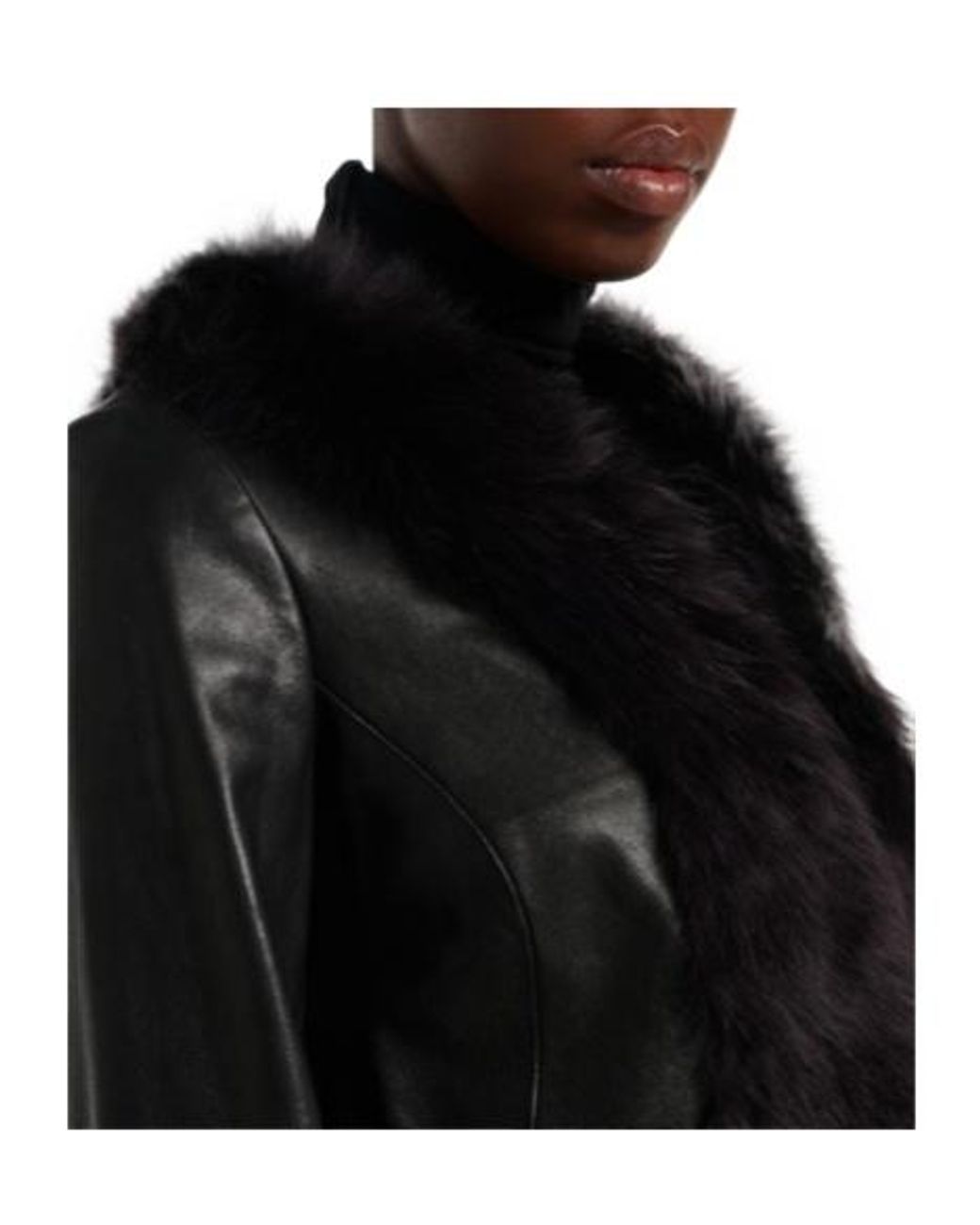 Nour Hammour Black Shearling-Trimmed Leather Jacket