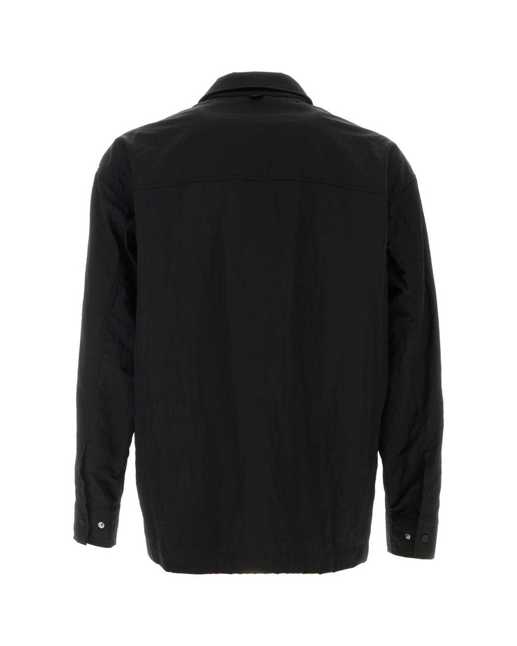 Herno Black Tech-Crinkle Laminar Shacket for men