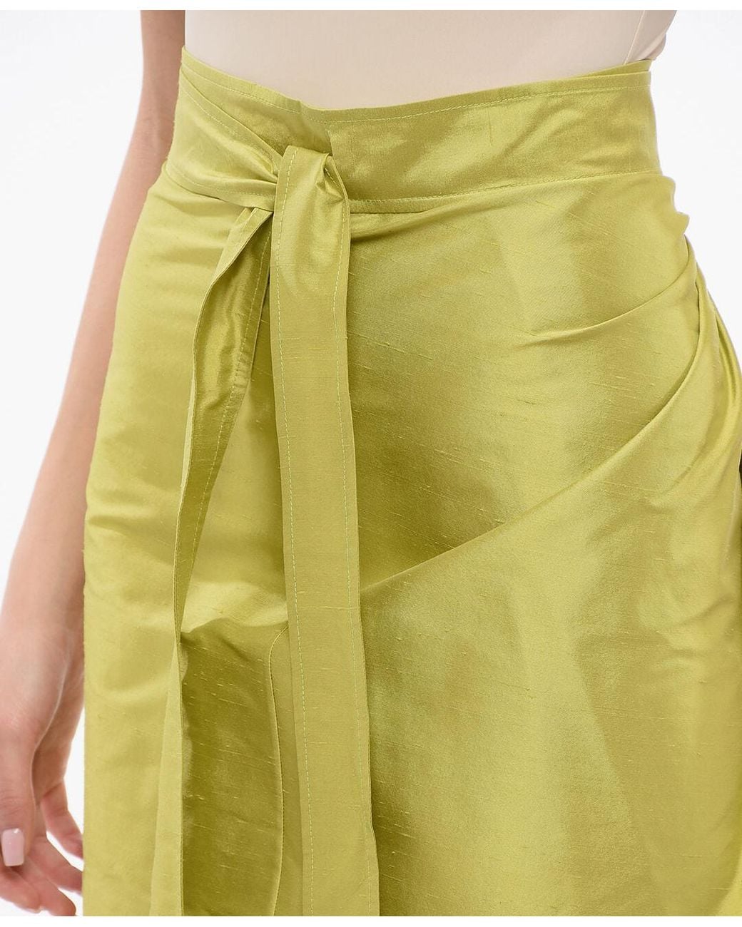Dior Yellow Front-Draped Wrap Skirt