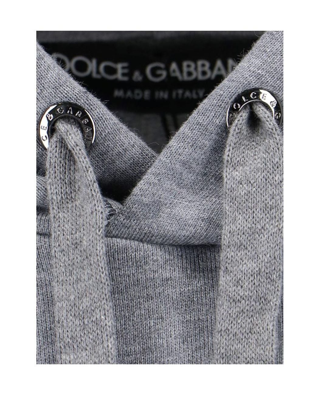 Dolce & Gabbana Gray Logo Plaque Drawstring Hoodie for men